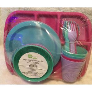 Mainstays Children Kids Dinnerware Set 24 Pieces BPA Free Primary Colors New